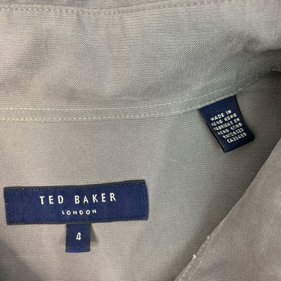 Ted Baker London Dress Shirt Mens 4 Gray Hidden Button Down Collared Long Sleeve - Picture 5 of 13